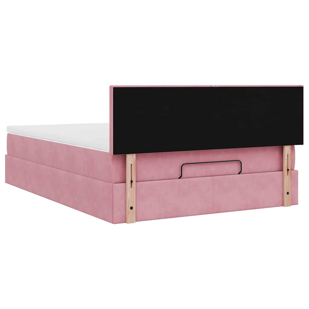 Ottoman-Bett Mit Matratze Samt Rosa