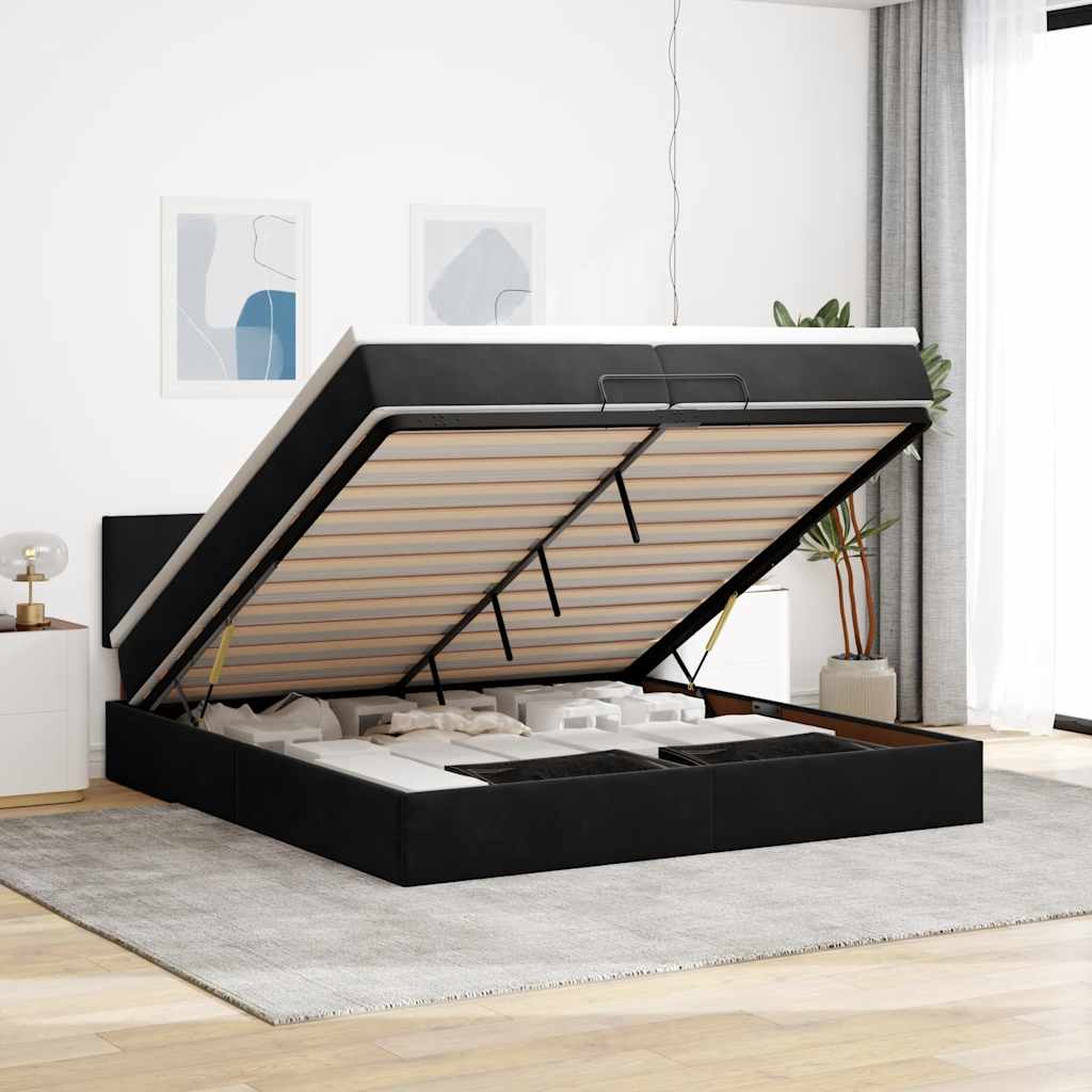 Ottoman-Bett Mit Matratze Samt Schwarz