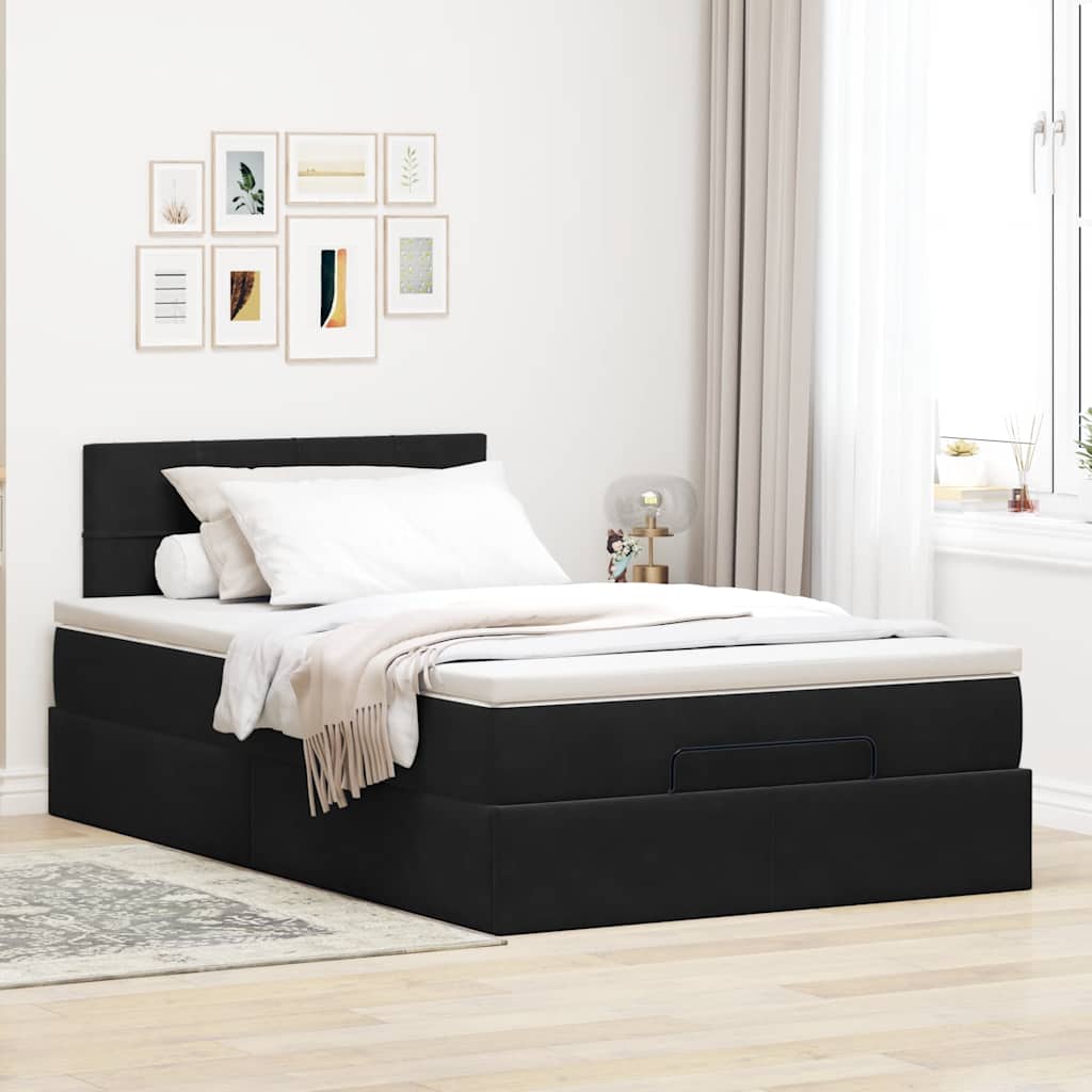 Ottoman-Bett Mit Matratze Samt Schwarz