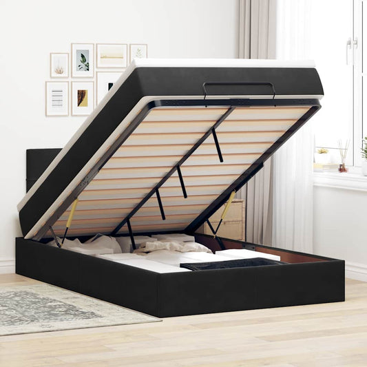 Ottoman-Bett Mit Matratze Samt Schwarz