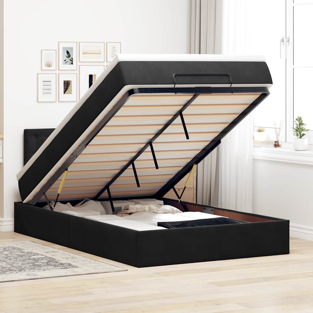 Ottoman-Bett Mit Matratze Samt Schwarz