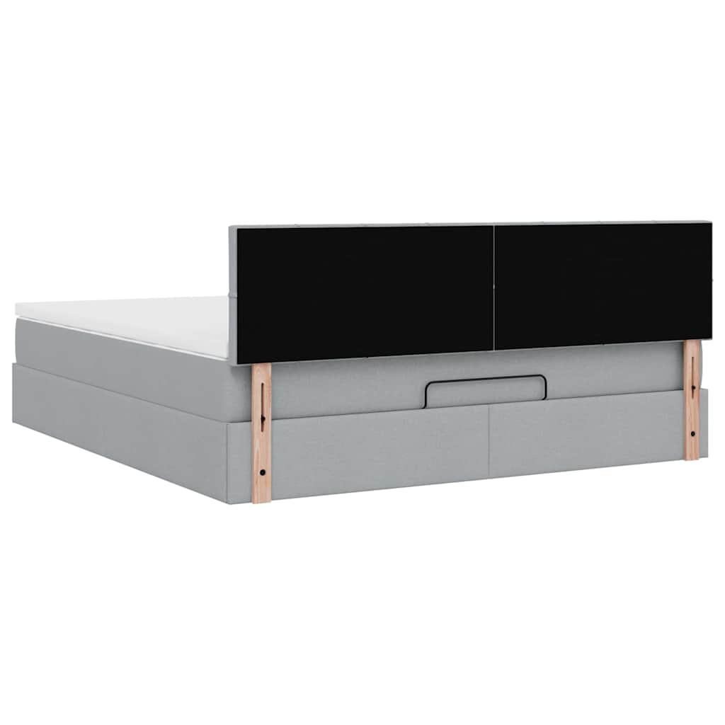 Ottomane Bett Mit Matratze & Leds Stoff Hellgrau