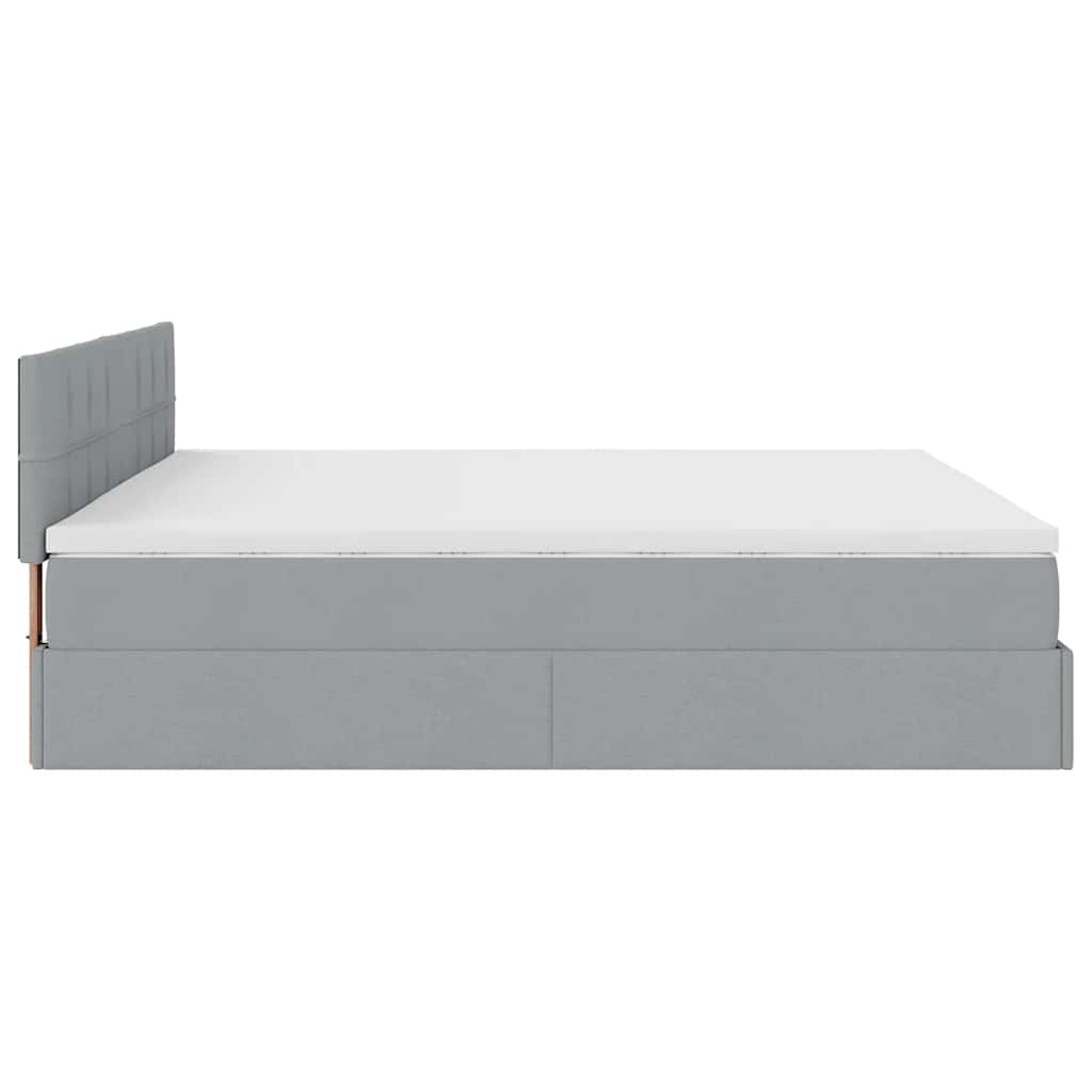 Ottomane Bett Mit Matratze & Leds Stoff Hellgrau