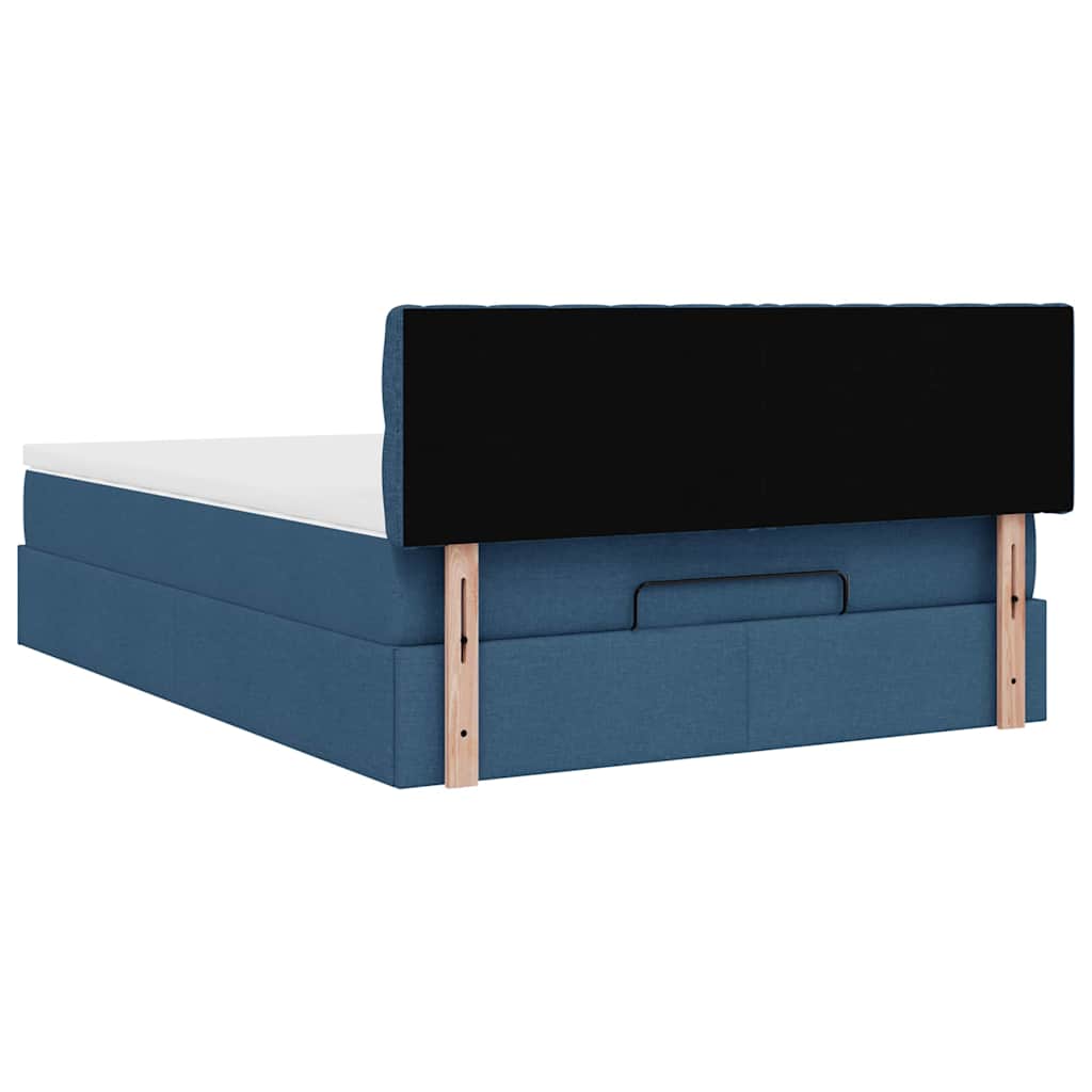 Ottomane Bett Mit Matratze & Leds Stoff Blau