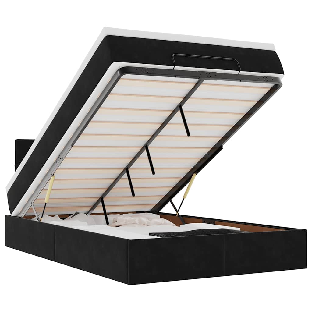 Ottoman-Bett Mit Matratze & Leds Samt Schwarz