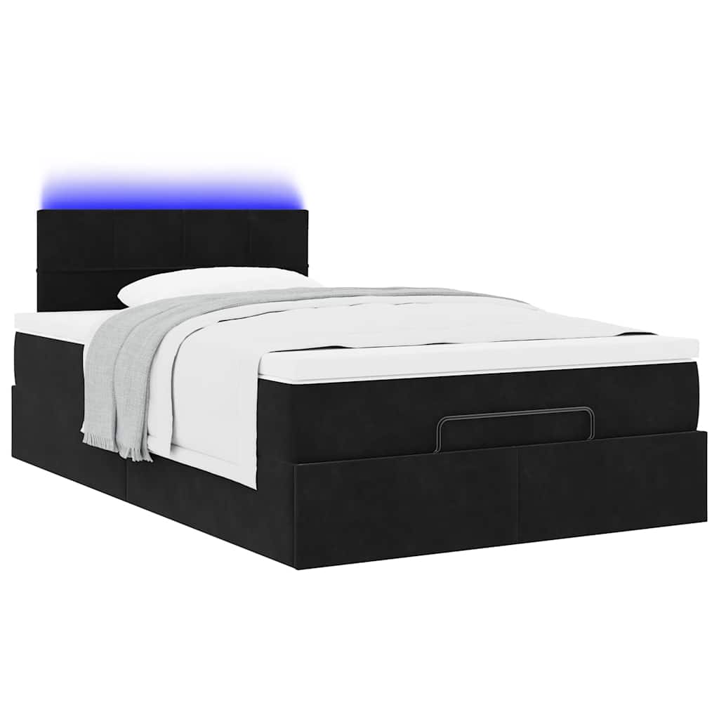 Ottoman-Bett Mit Matratze & Leds Samt Schwarz