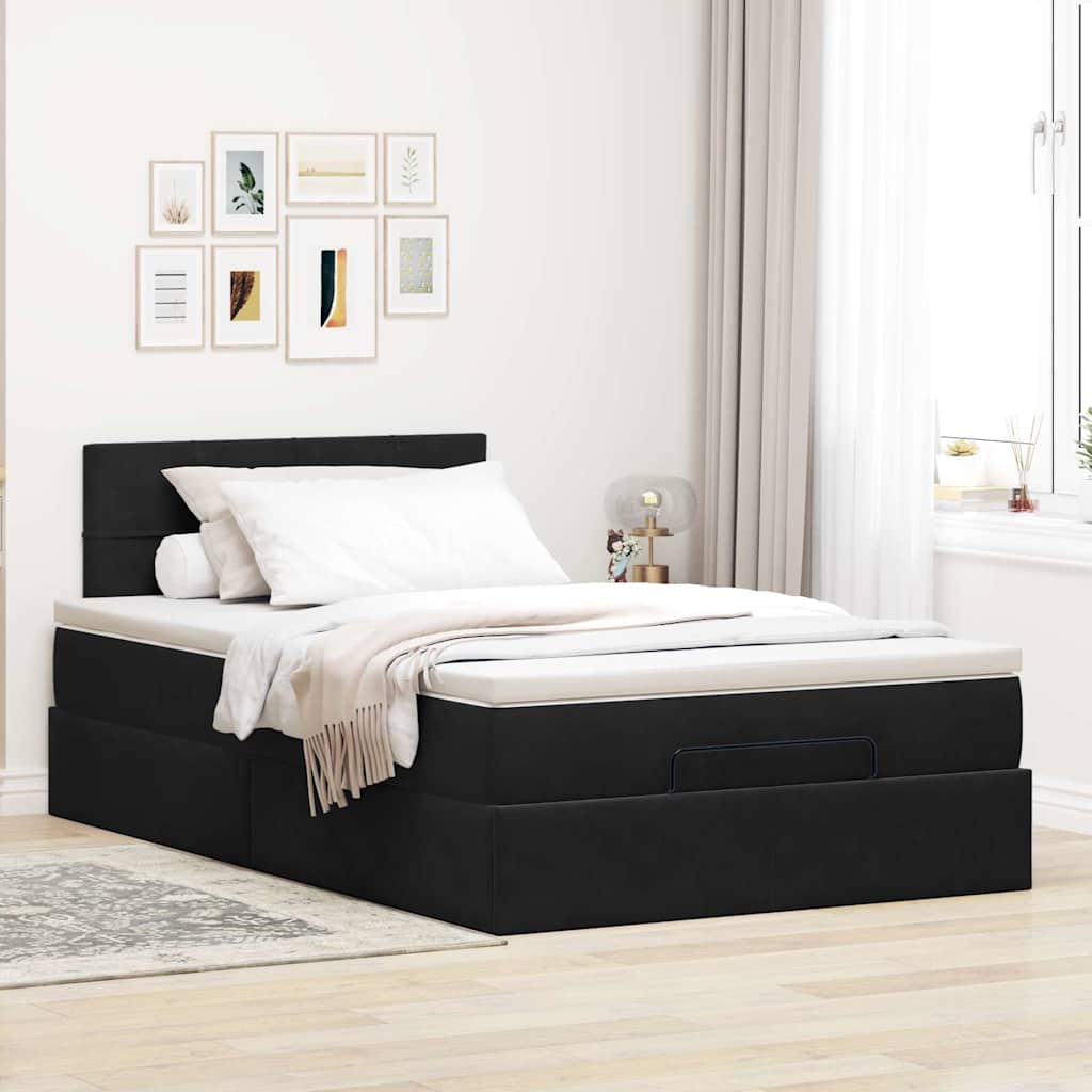Ottoman-Bett Mit Matratze & Leds Samt Schwarz