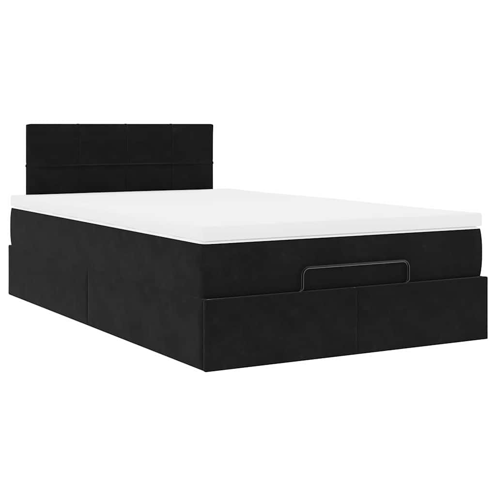 Ottoman-Bett Mit Matratze & Leds Samt Schwarz