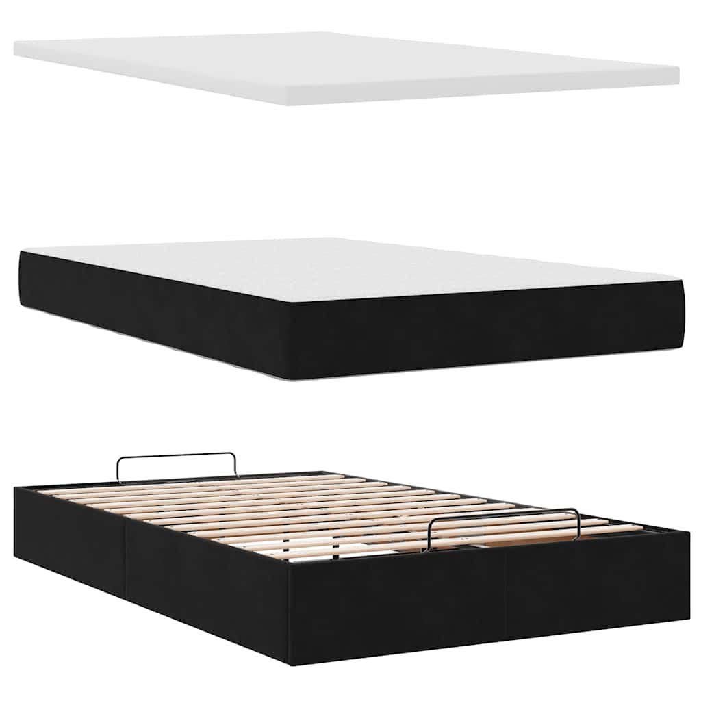 Ottoman-Bett Mit Matratze & Leds Samt Schwarz