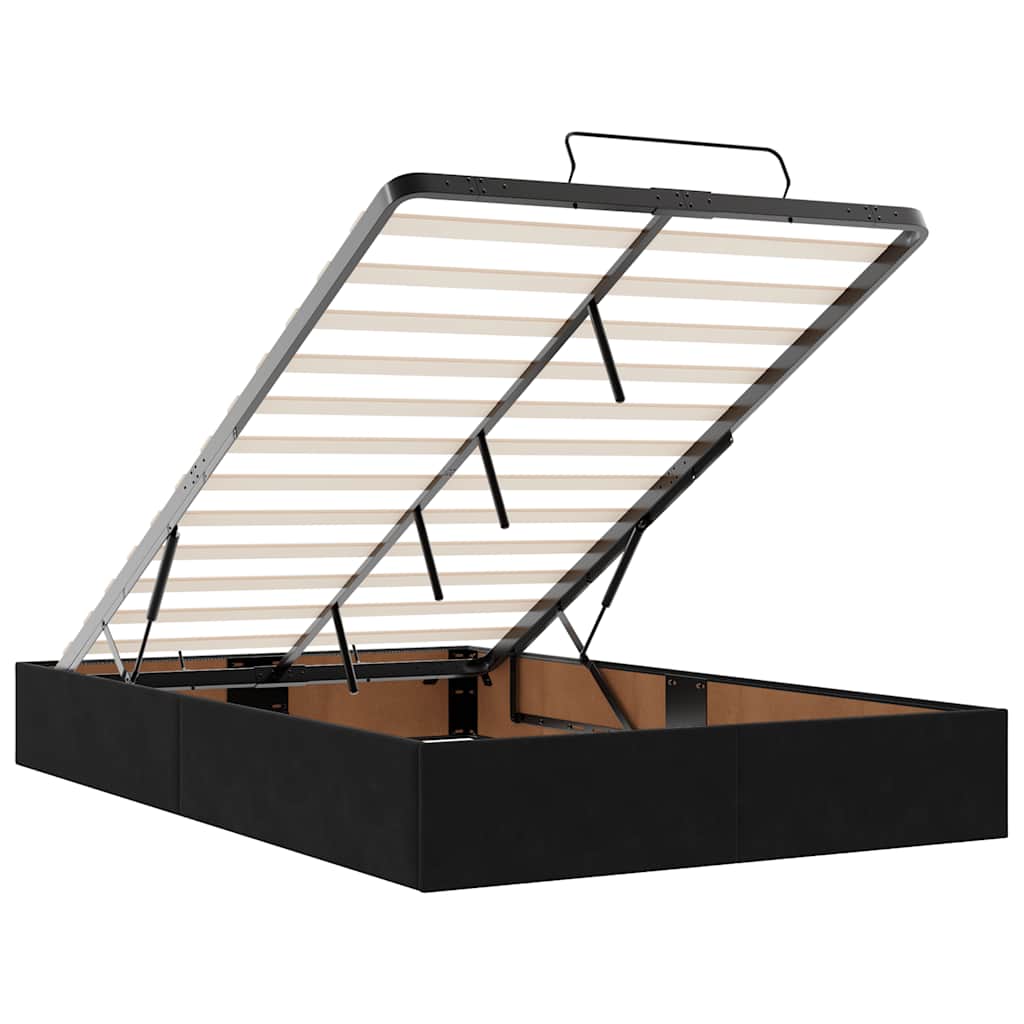 Ottoman-Bett Mit Matratze & Leds Samt Schwarz