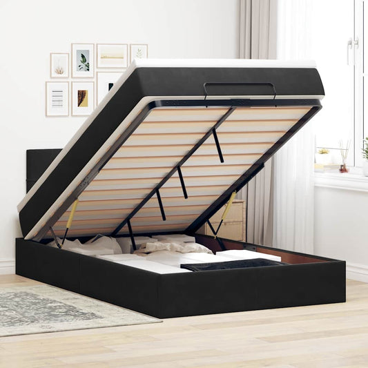 Ottoman-Bett Mit Matratze & Leds Samt Schwarz