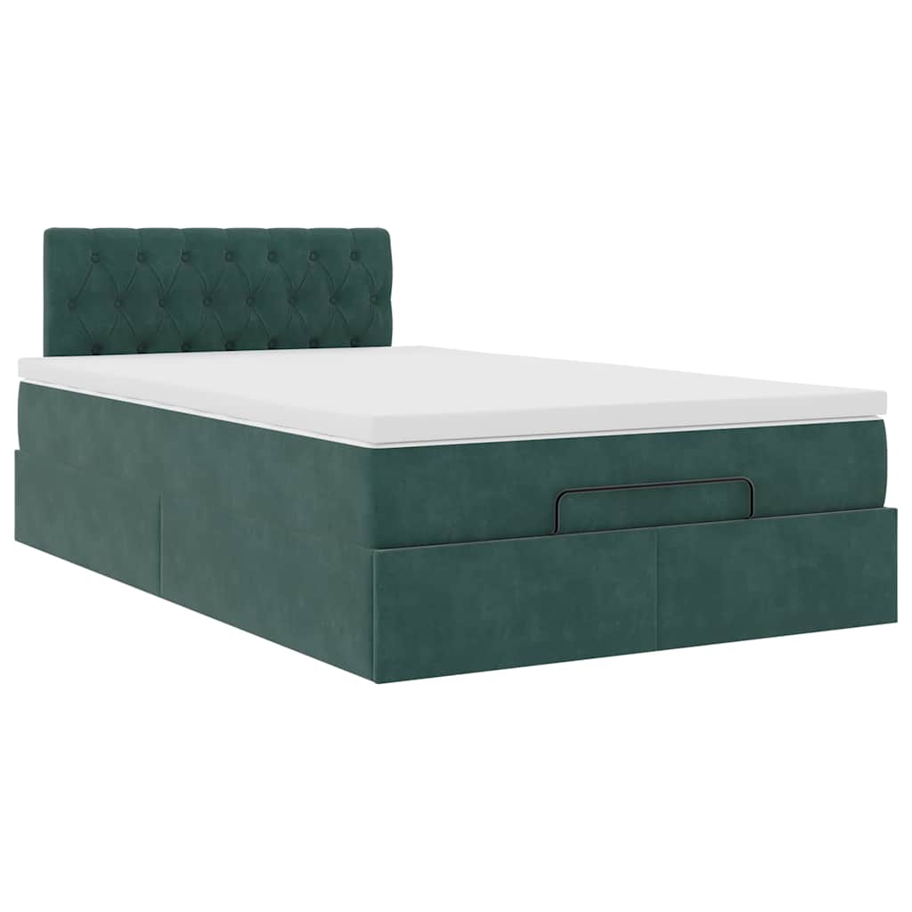 Ottoman-Bett Mit Matratze & Leds Samt Dunkelgrün