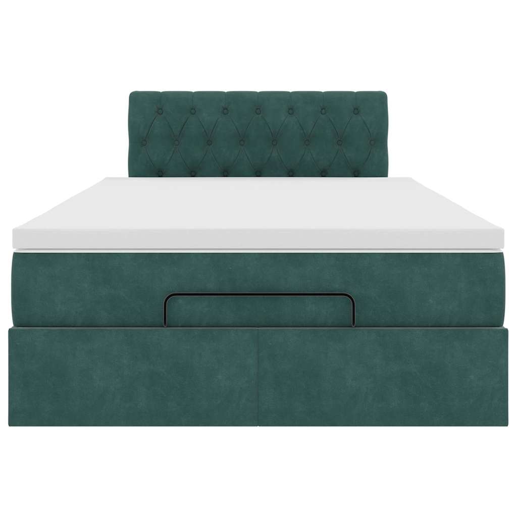 Ottoman-Bett Mit Matratze & Leds Samt Dunkelgrün