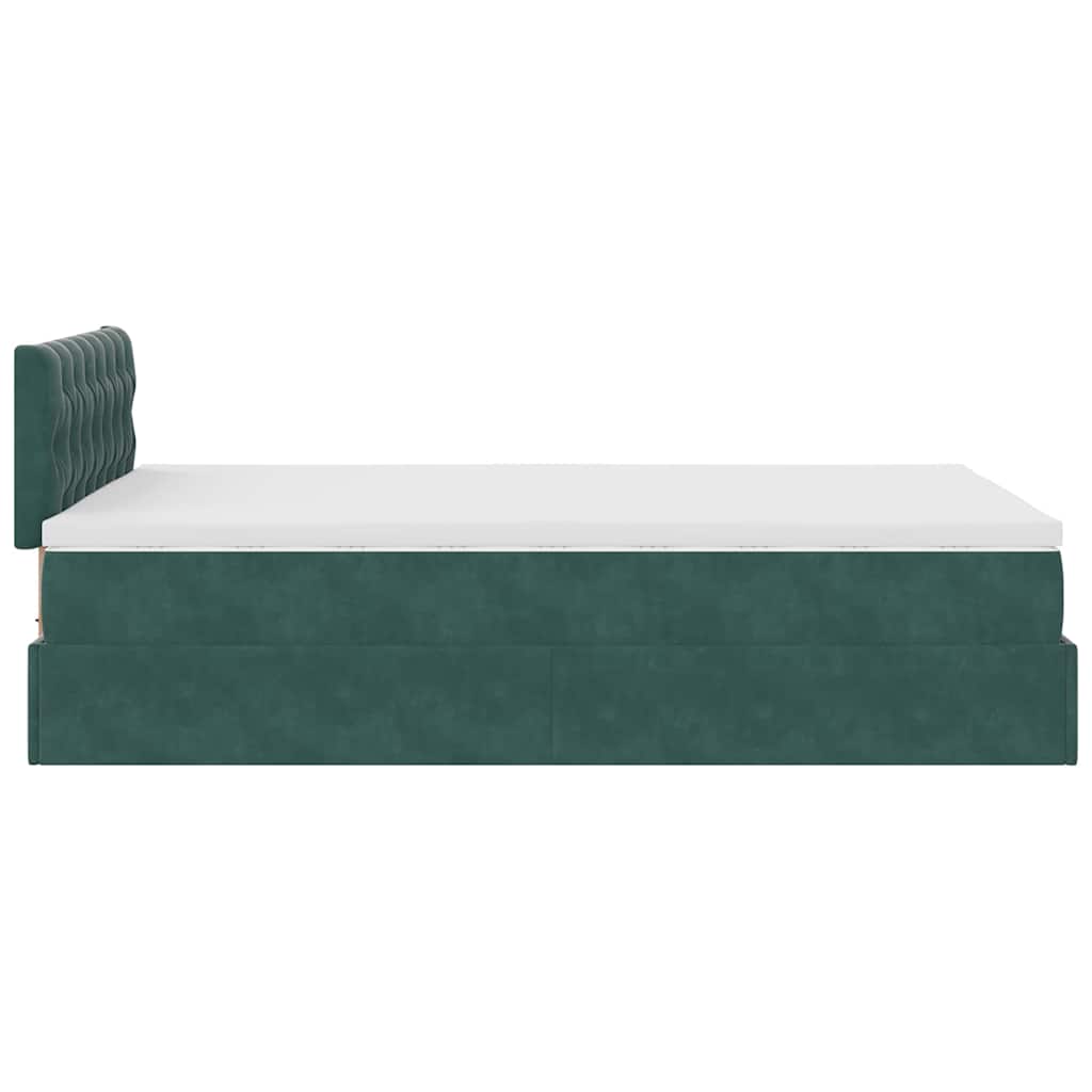 Ottoman-Bett Mit Matratze & Leds Samt Dunkelgrün