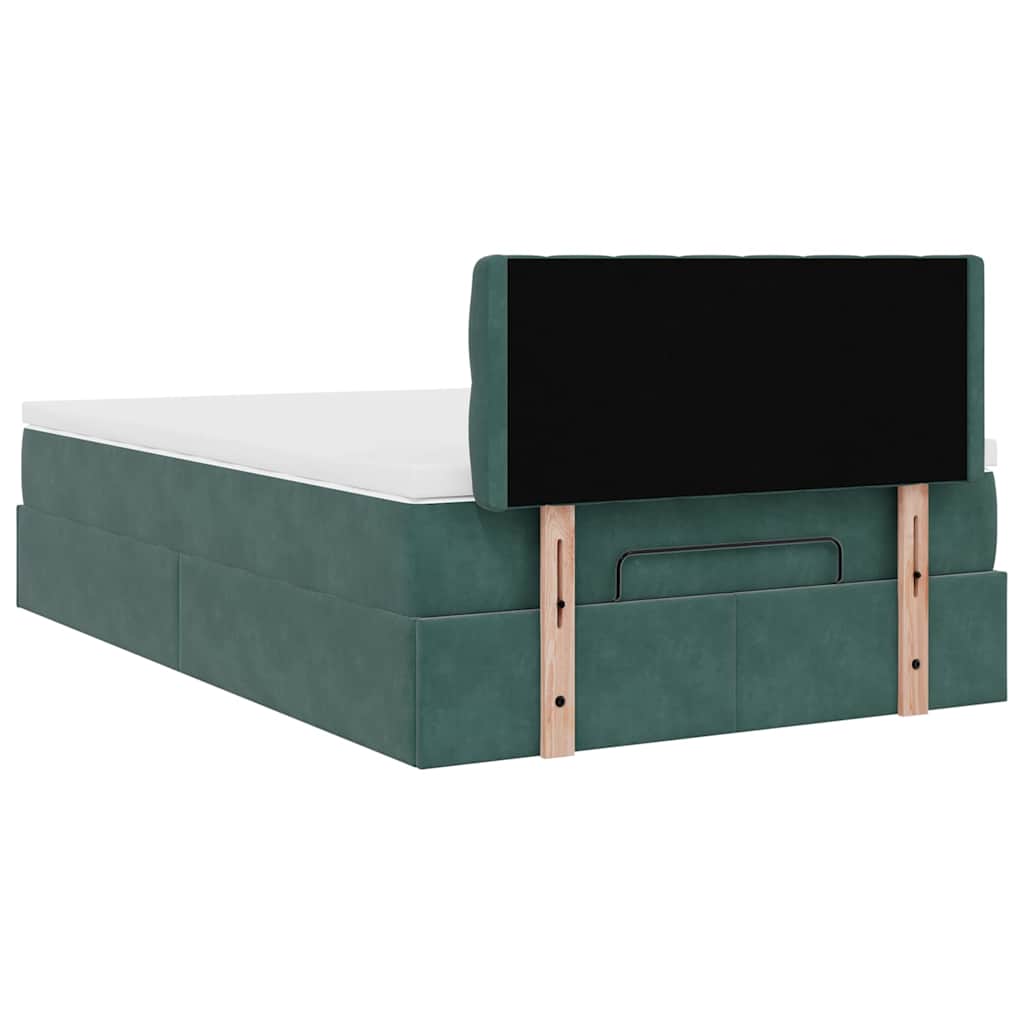 Ottoman-Bett Mit Matratze & Leds Samt Dunkelgrün
