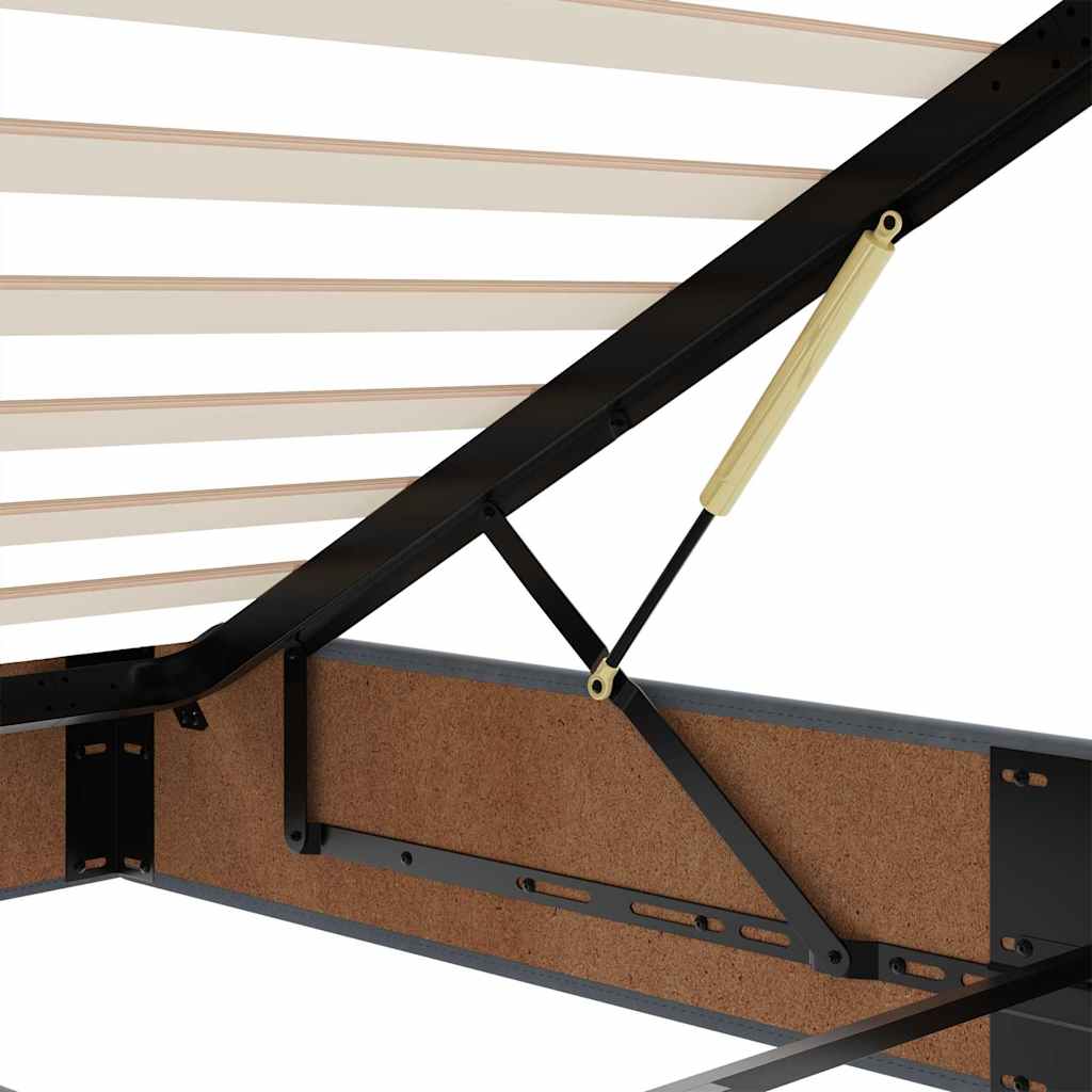 Ottoman-Bett Mit Matratze & Leds Samt Dunkelgrau