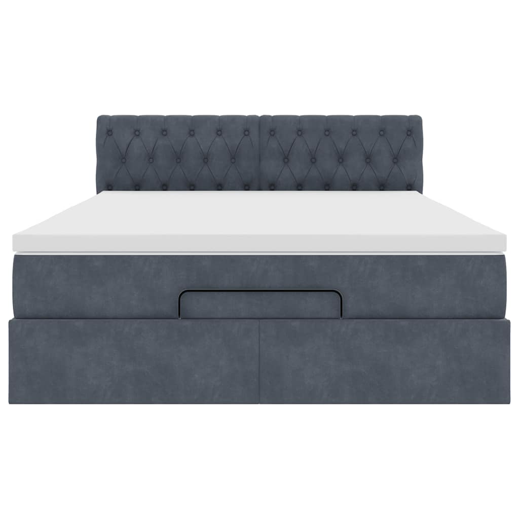 Ottoman-Bett Mit Matratze & Leds Samt Dunkelgrau