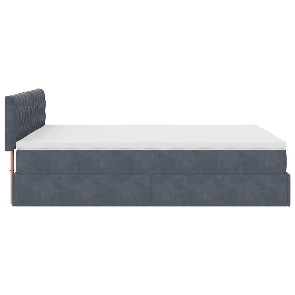 Ottoman-Bett Mit Matratze & Leds Samt Dunkelgrau