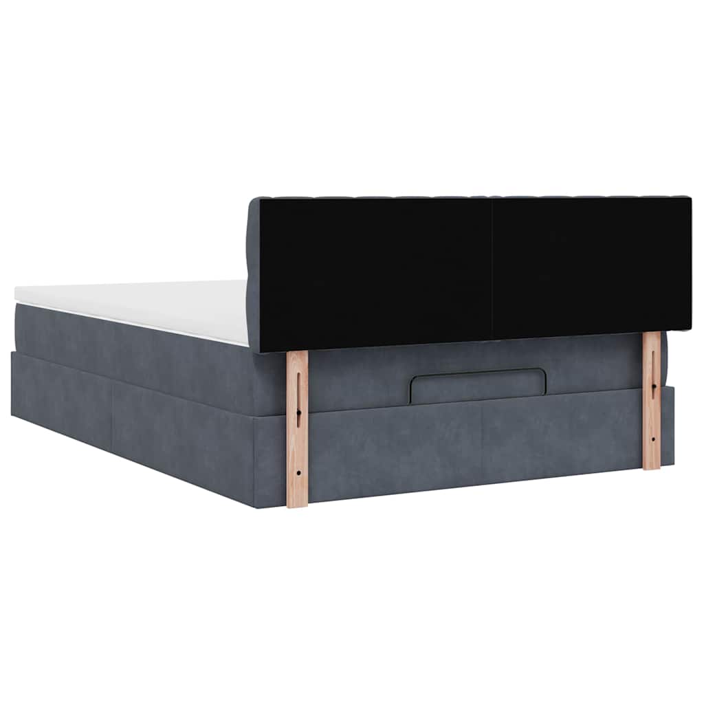 Ottoman-Bett Mit Matratze & Leds Samt Dunkelgrau