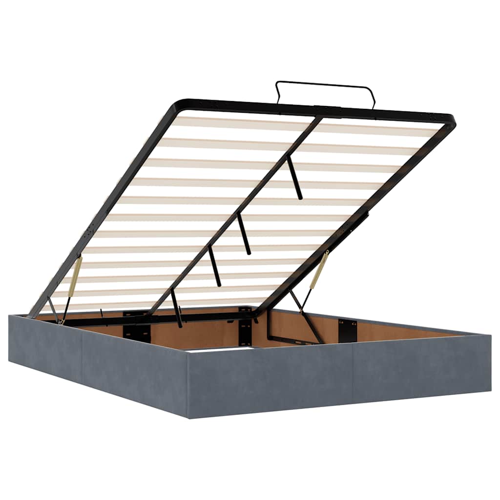 Ottoman-Bett Mit Matratze & Leds Samt Dunkelgrau