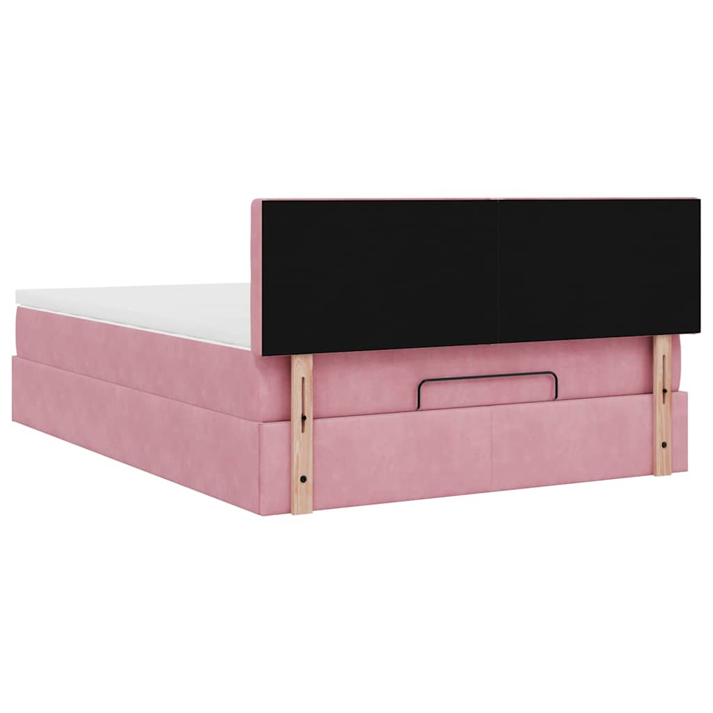 Ottoman-Bett Mit Matratze & Leds Samt Rosa