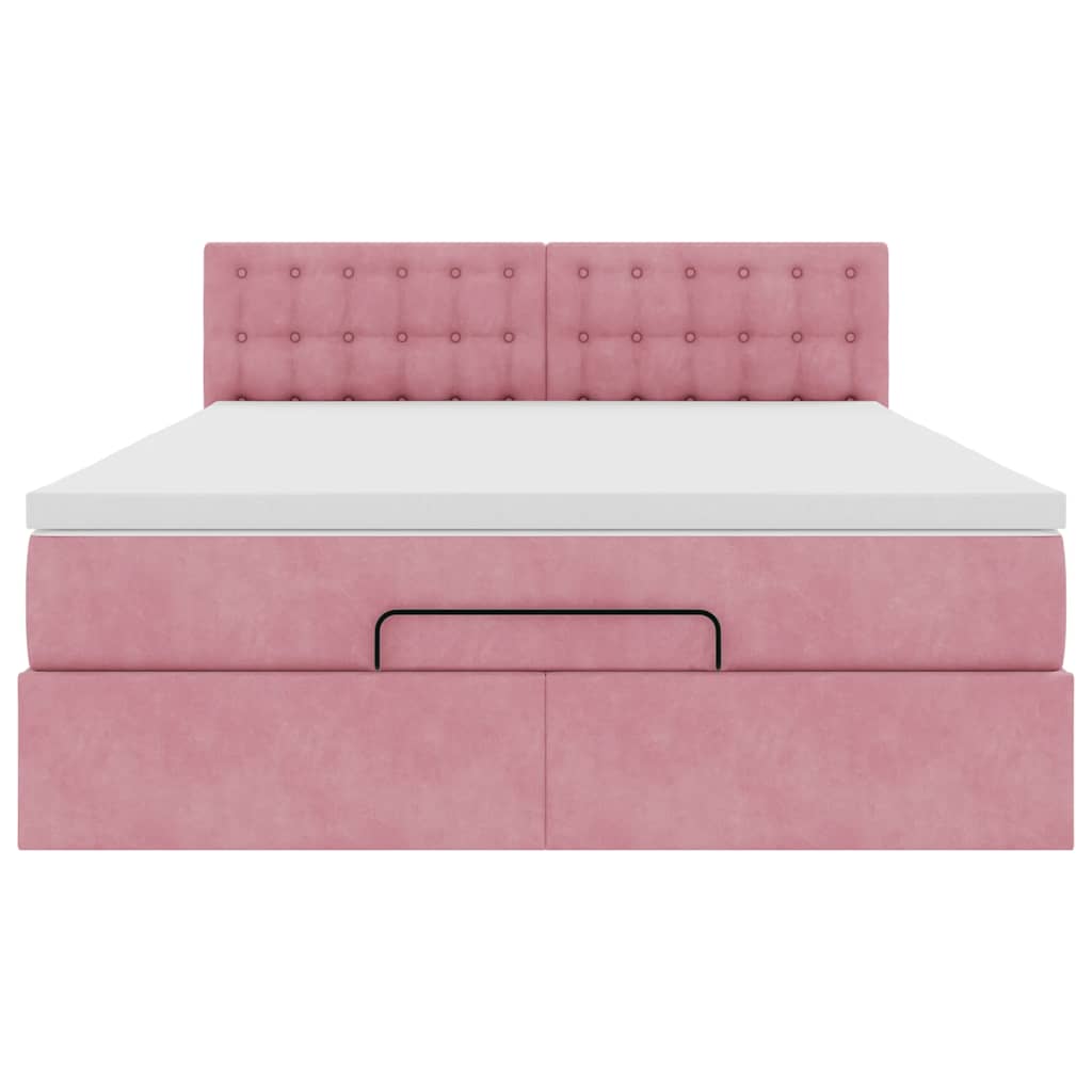 Ottoman-Bett Mit Matratze & Leds Samt Rosa