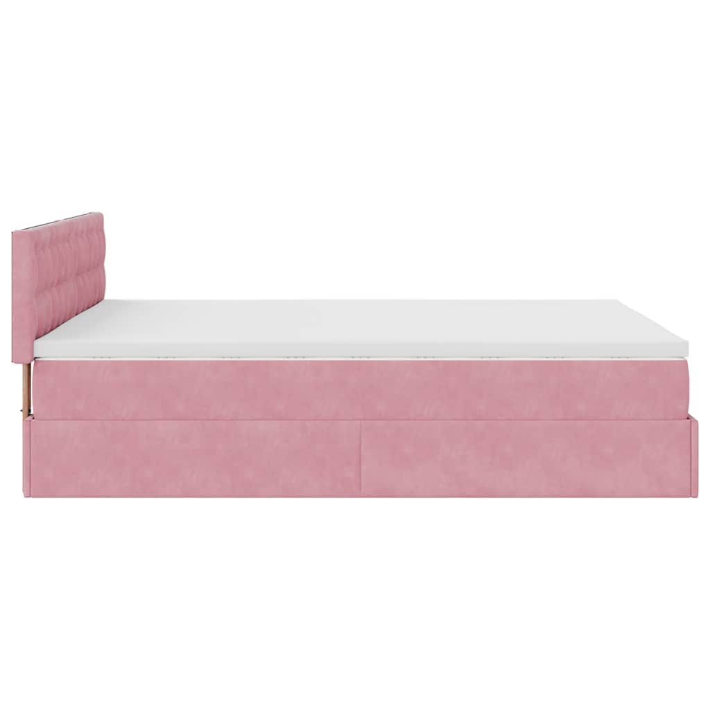 Ottoman-Bett Mit Matratze & Leds Samt Rosa