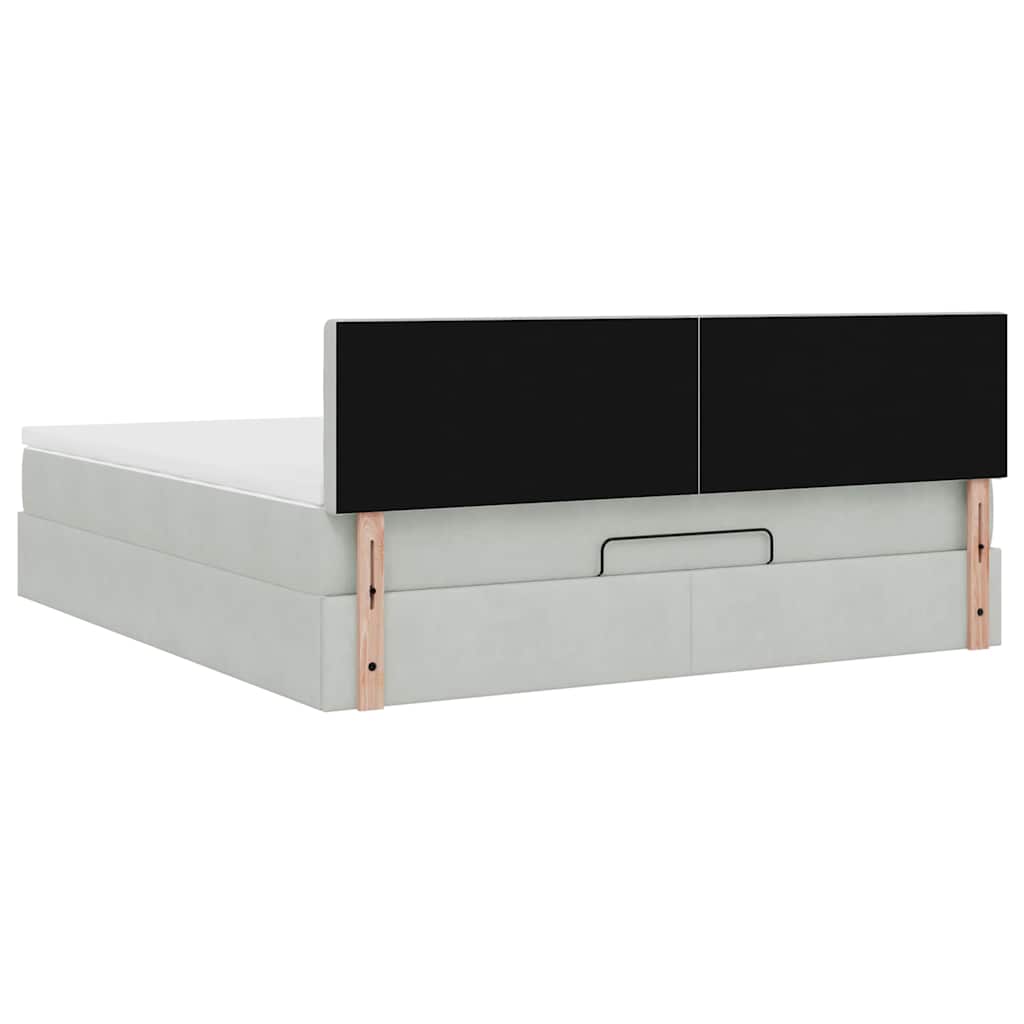 Ottoman-Bett Mit Matratze & Leds Samt Hellgrau