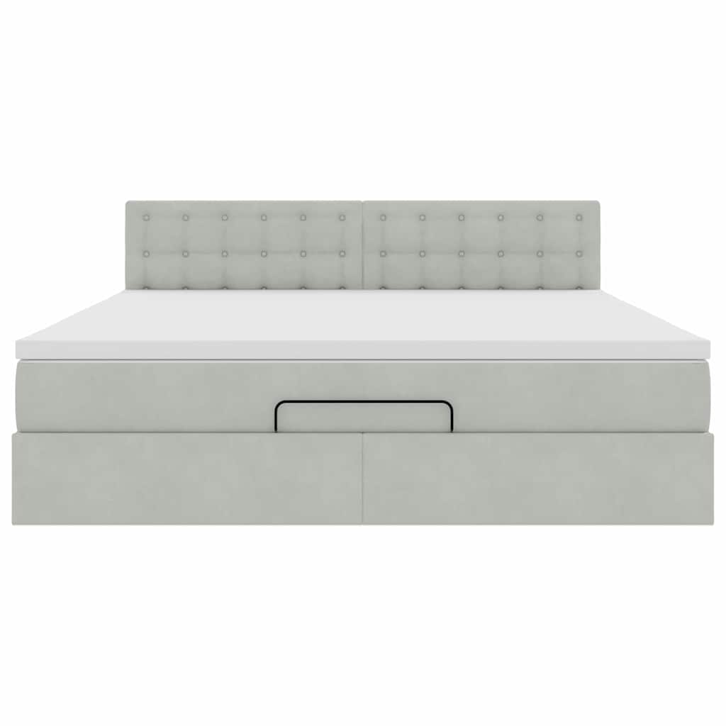 Ottoman-Bett Mit Matratze & Leds Samt Hellgrau