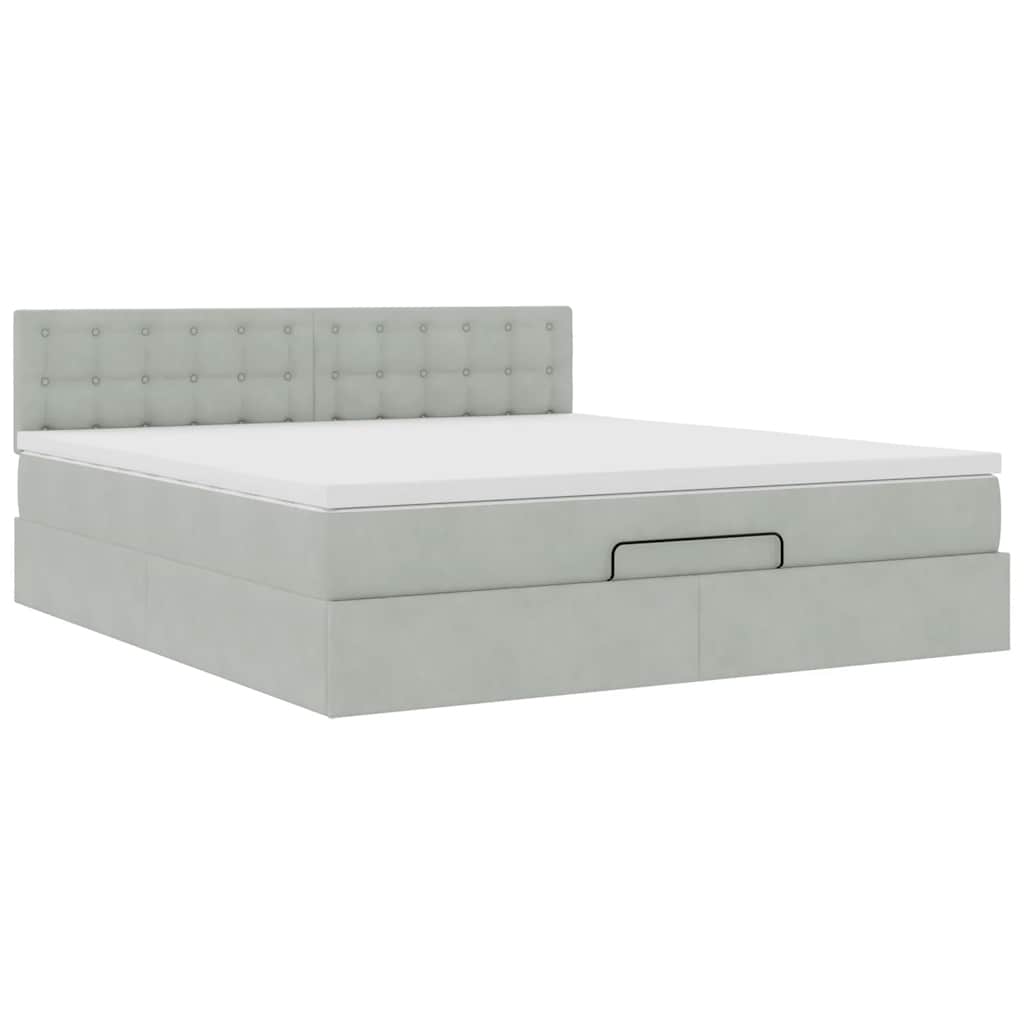 Ottoman-Bett Mit Matratze & Leds Samt Hellgrau