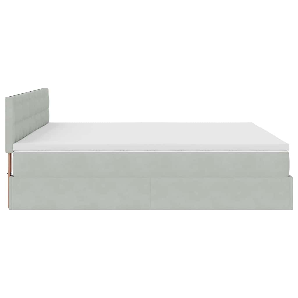 Ottoman-Bett Mit Matratze & Leds Samt Hellgrau