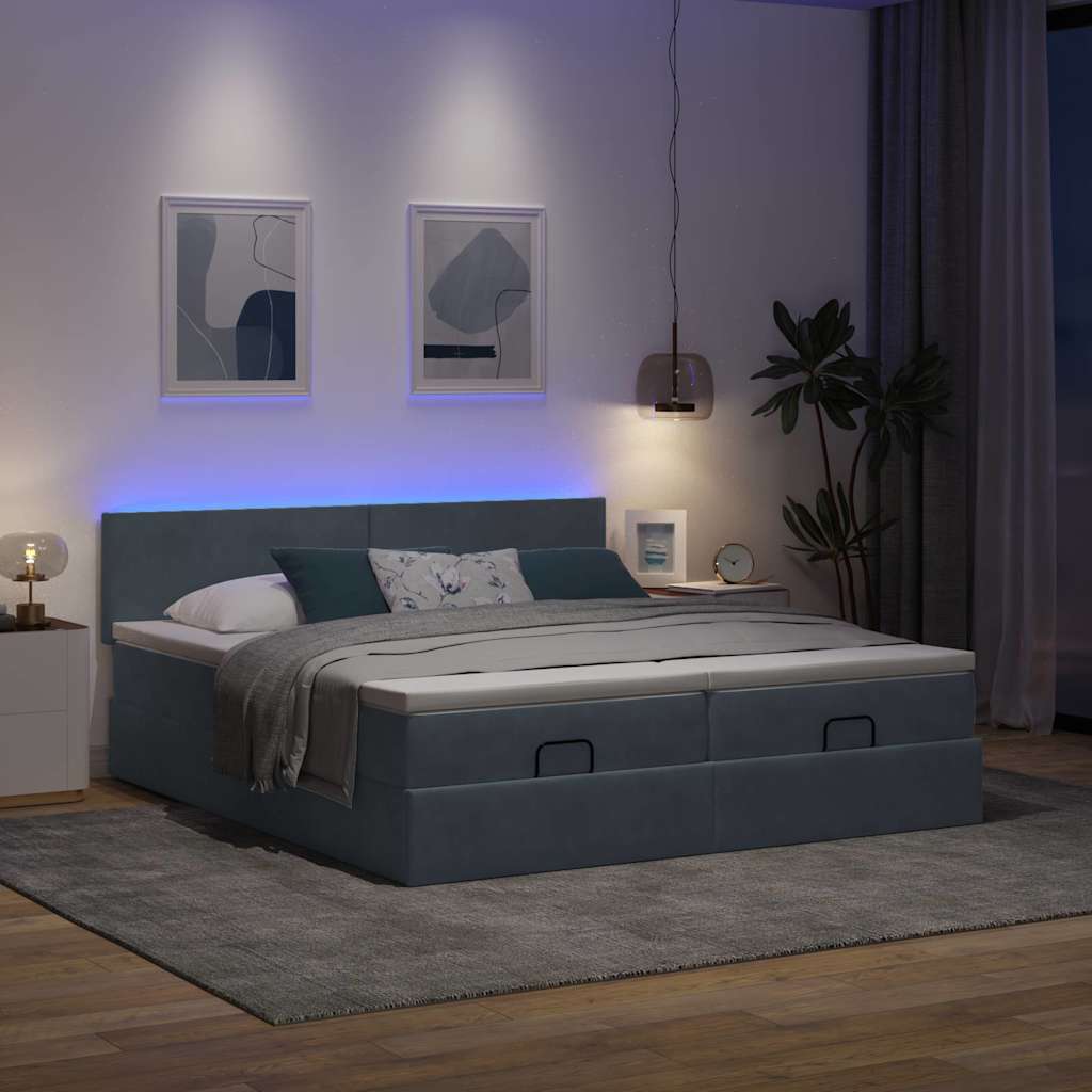 Ottoman-Bett Mit Matratzen & Leds Samt