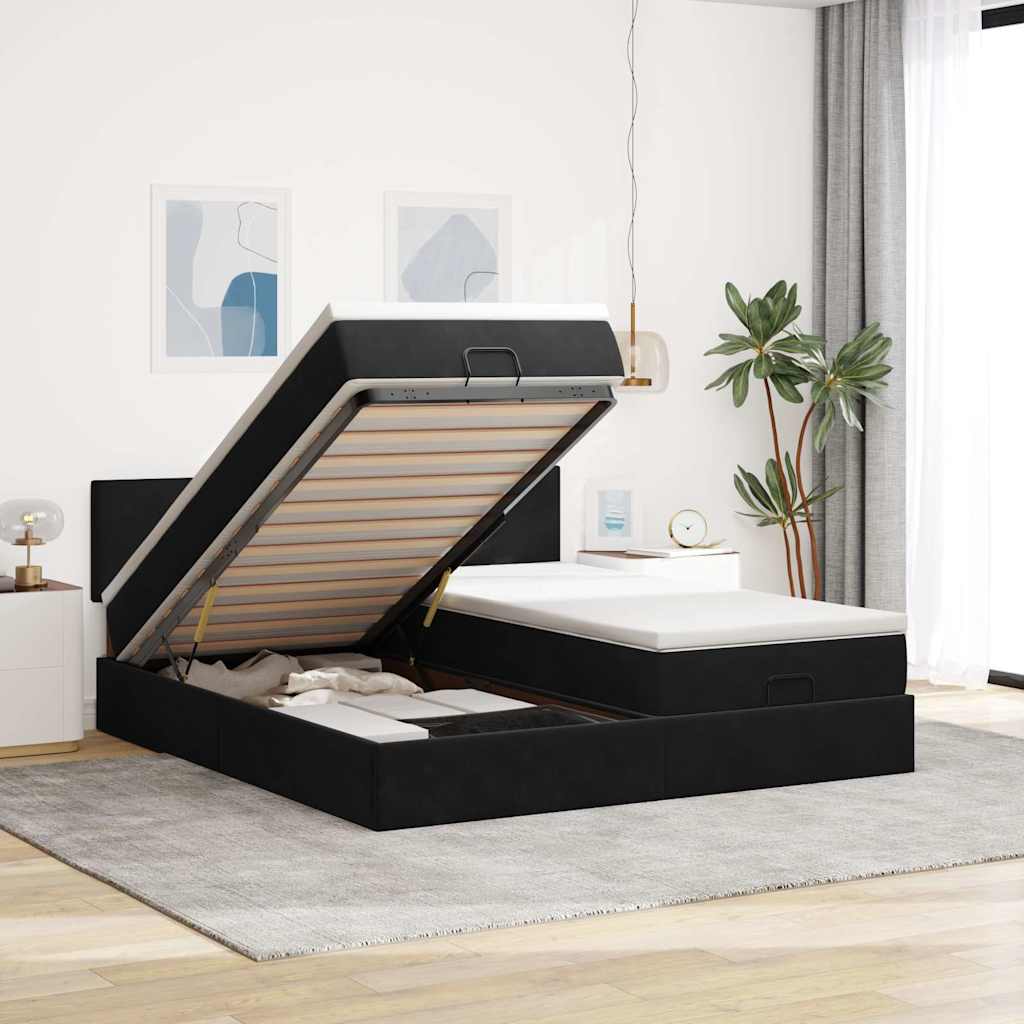 Ottoman-Bett Mit Matratzen & Leds Samt