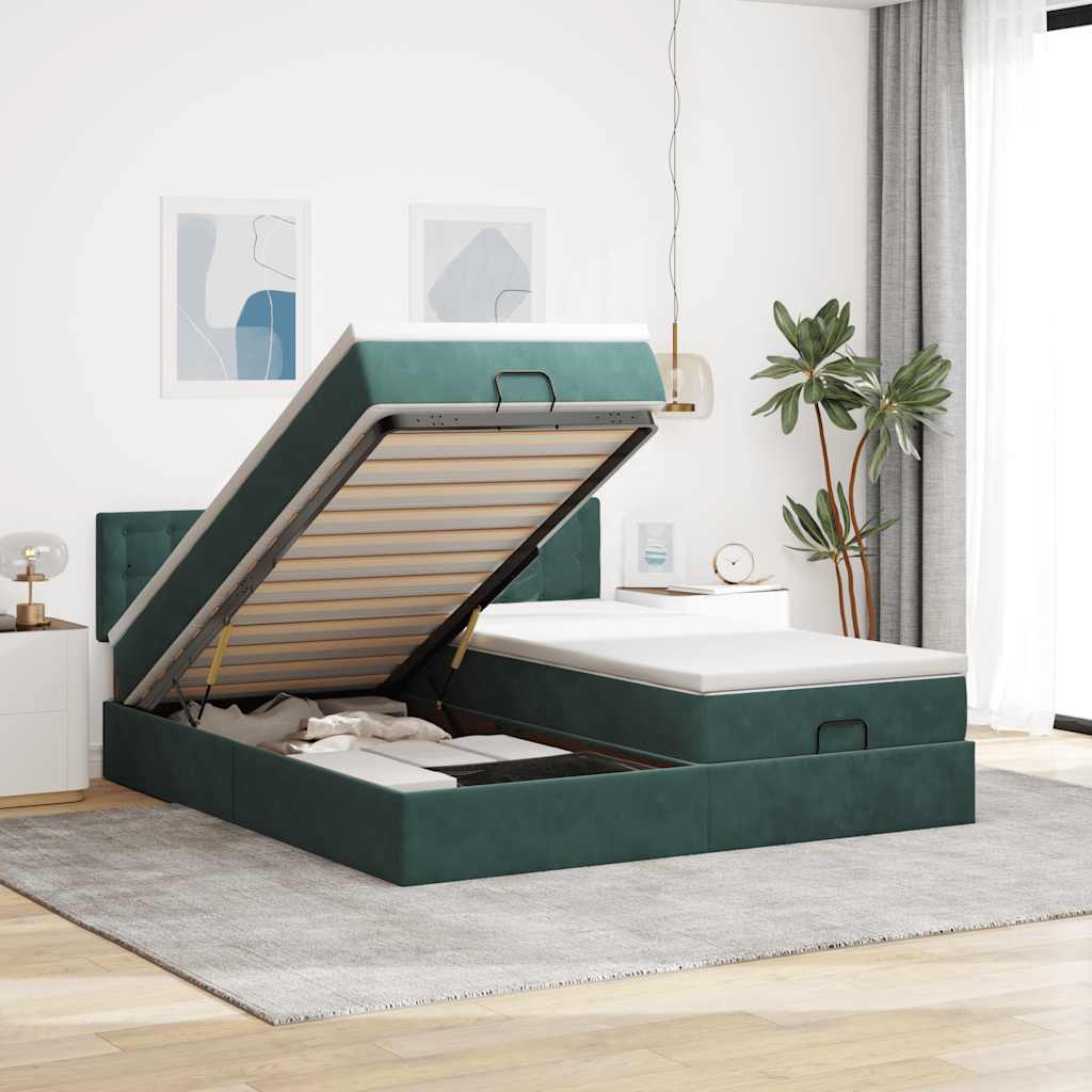 Ottoman-Bett Mit Matratzen & Leds Samt