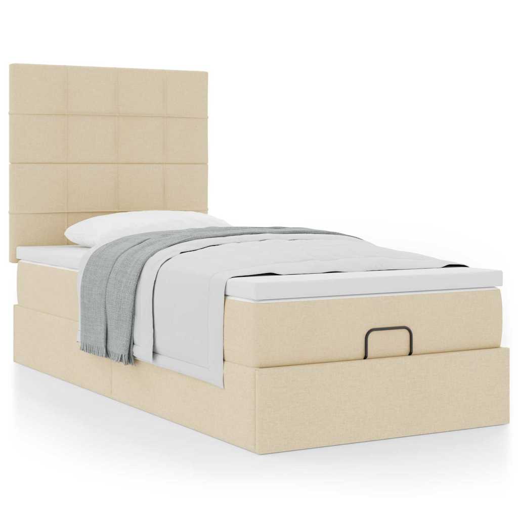 Ottoman-Bett Mit Matratze Stoff Creme
