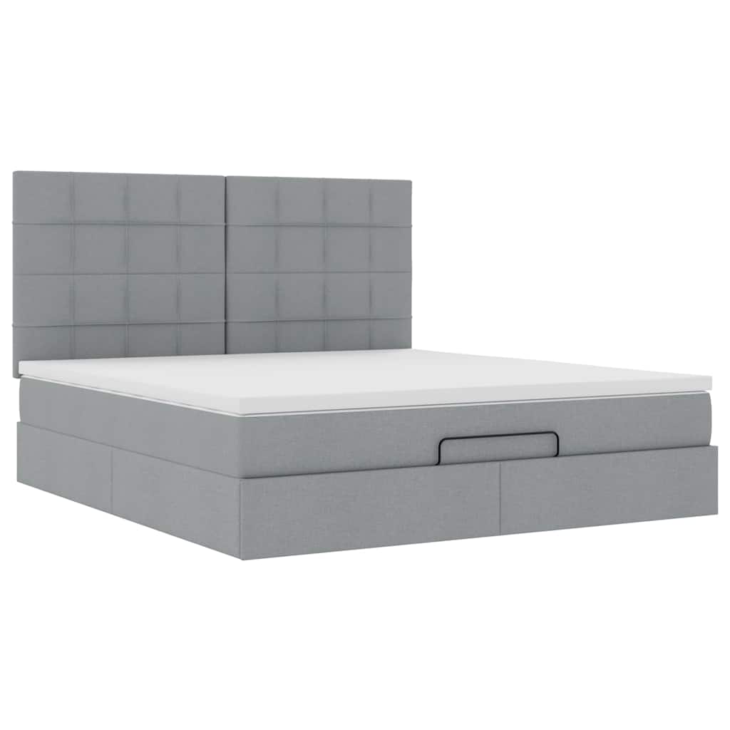 Ottoman-Bett Mit Matratze Stoff Hellgrau