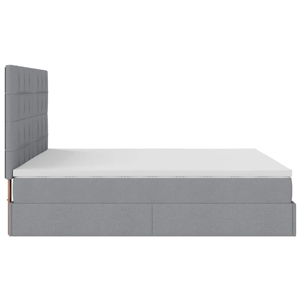 Ottoman-Bett Mit Matratze Stoff Hellgrau