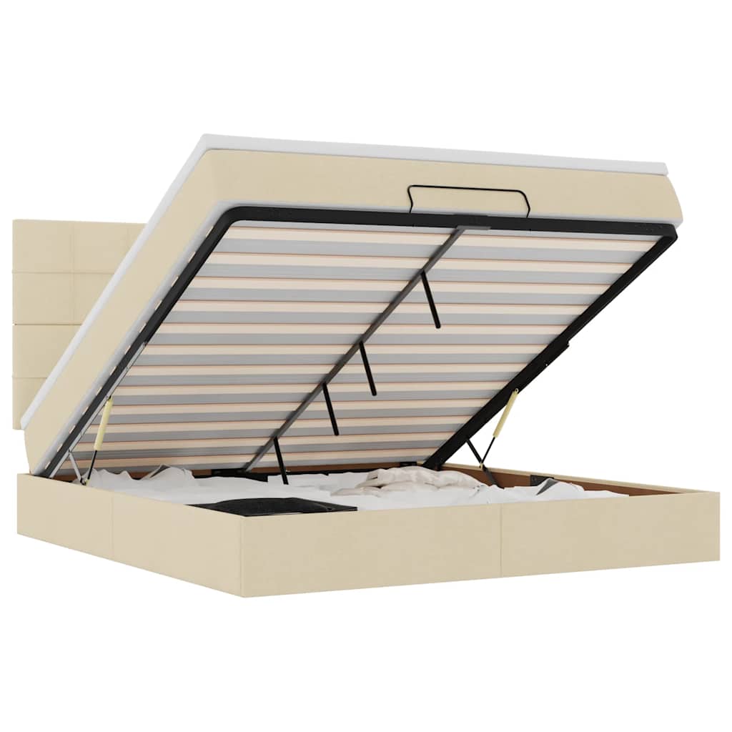Ottoman-Bett Mit Matratze Stoff Creme