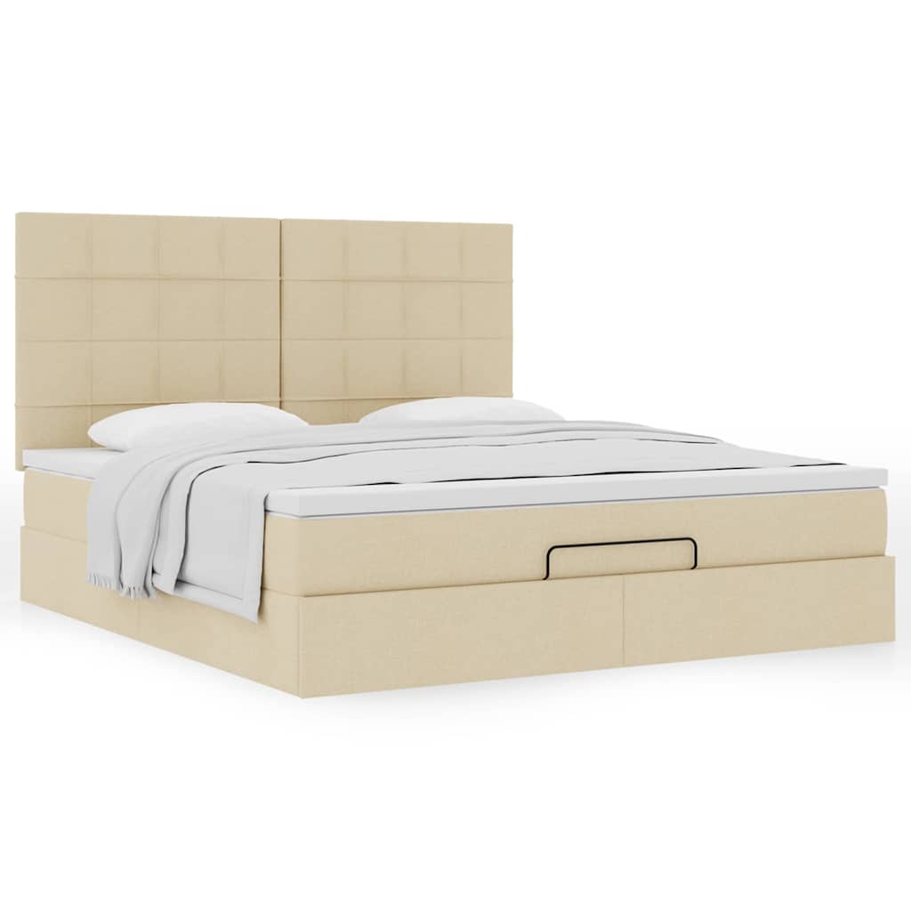 Ottoman-Bett Mit Matratze Stoff Creme