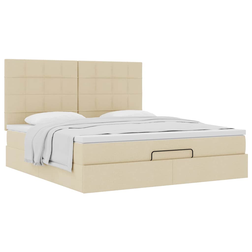 Ottoman-Bett Mit Matratze Stoff Creme
