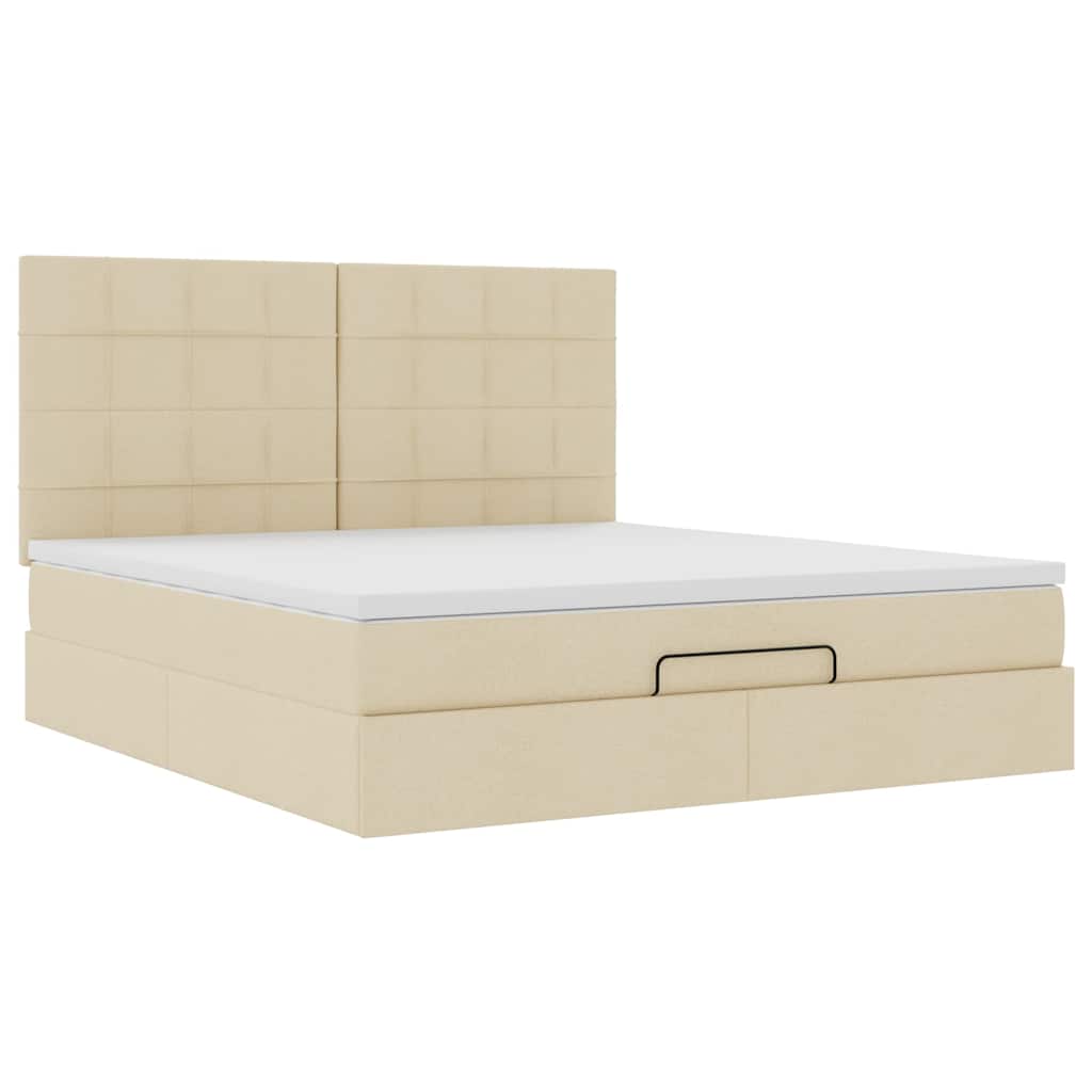 Ottoman-Bett Mit Matratze Stoff Creme
