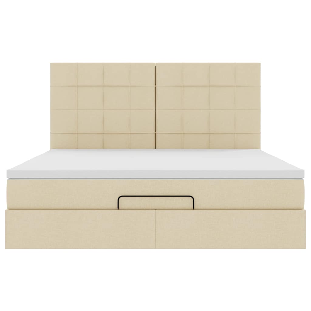 Ottoman-Bett Mit Matratze Stoff Creme