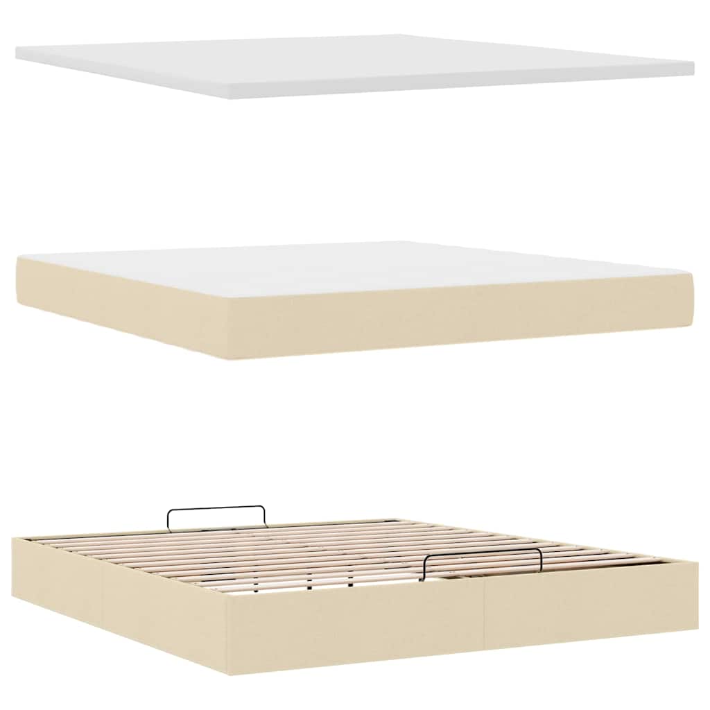 Ottoman-Bett Mit Matratze Stoff Creme