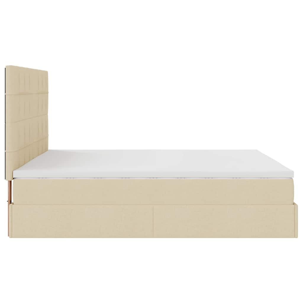 Ottoman-Bett Mit Matratze Stoff Creme