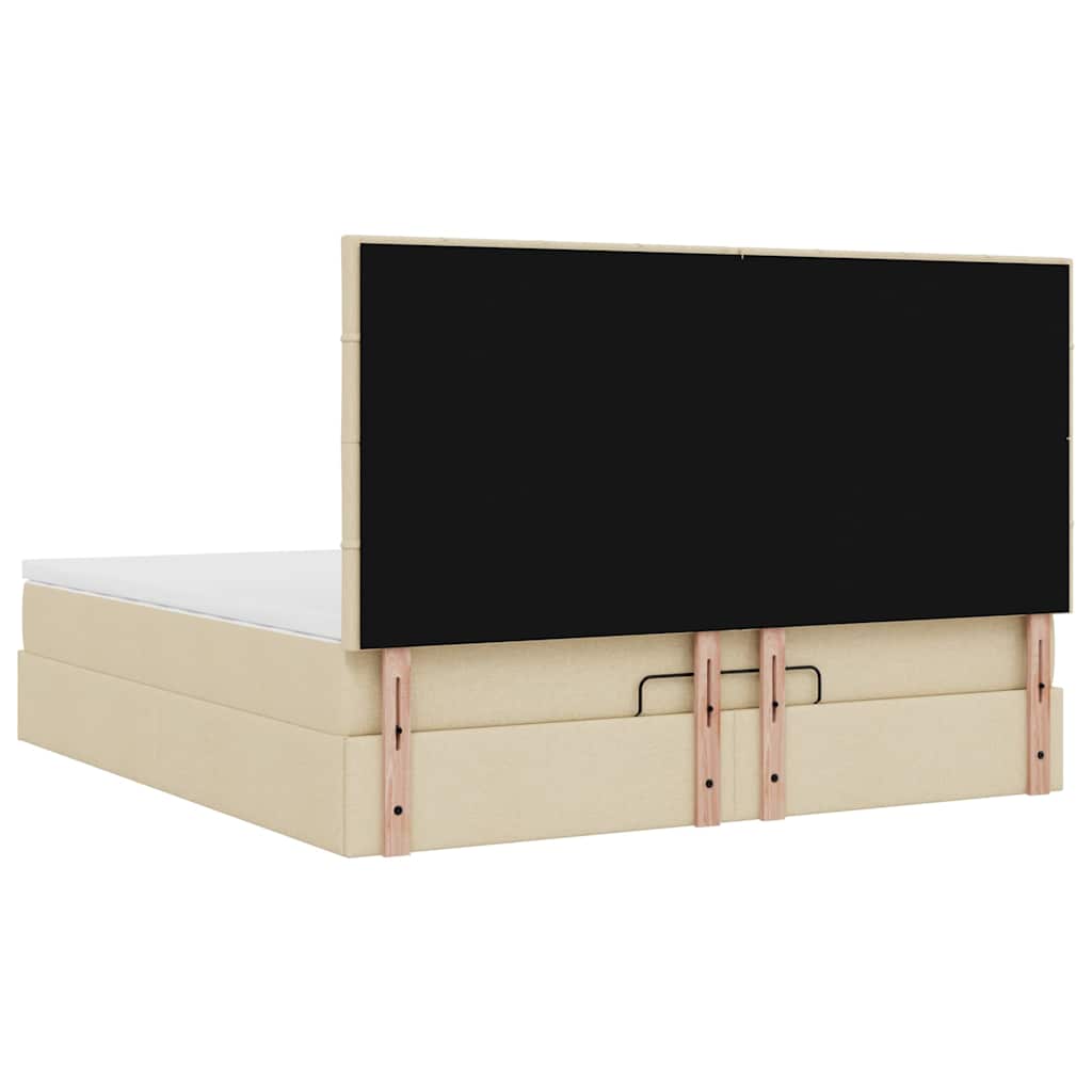 Ottoman-Bett Mit Matratze Stoff Creme