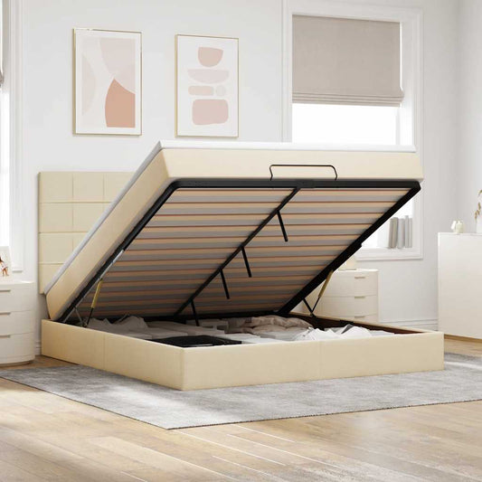 Ottoman-Bett Mit Matratze Stoff Creme