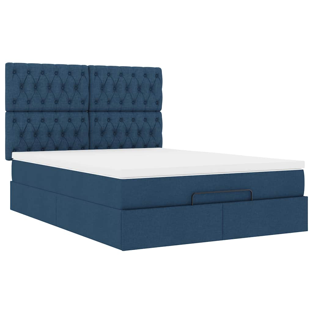 Ottoman-Bett Mit Matratze Stoff Blau