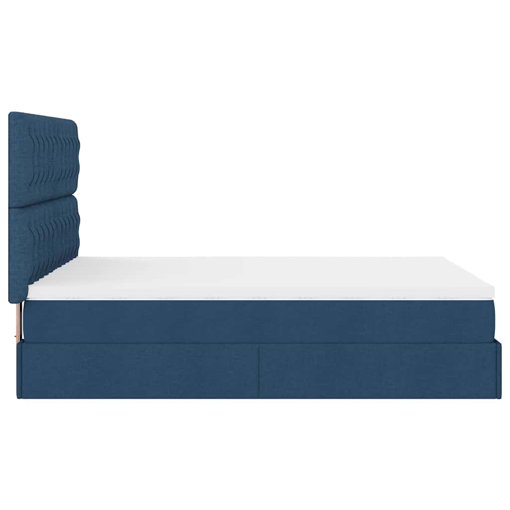 Ottoman-Bett Mit Matratze Stoff Blau