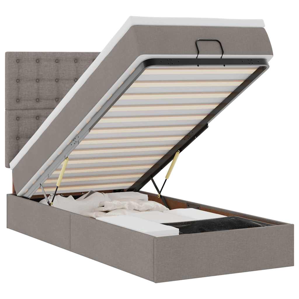 Ottoman-Bett Mit Matratze Stoff Taupe