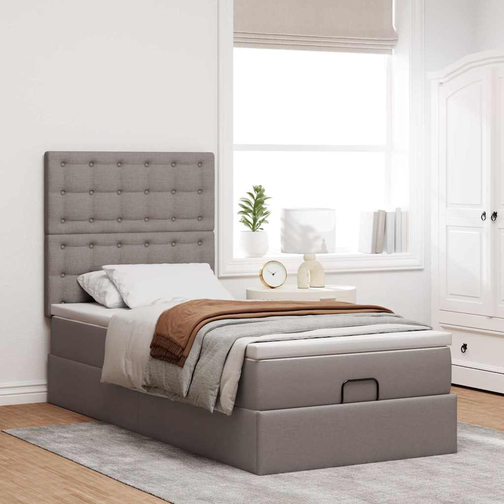 Ottoman-Bett Mit Matratze Stoff Taupe